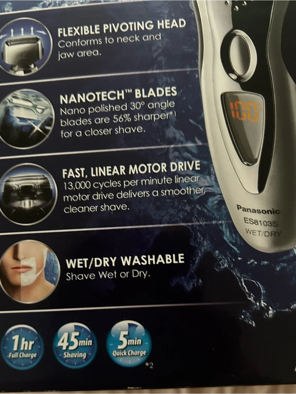 Panasonic Silver and Black Arc3 Men's Rechargeable Shaver - New in Box